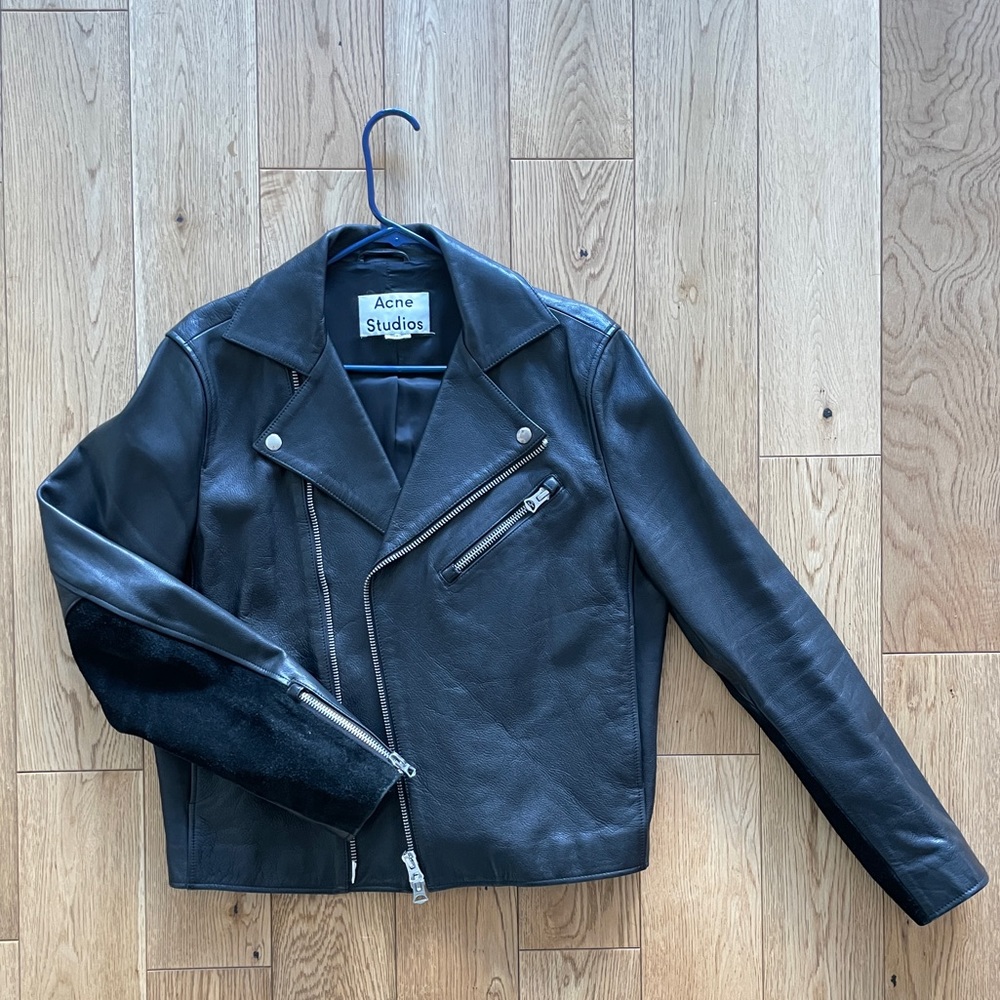 ACNE GIBSON LEATHER MOTO JACKET SIZE 50